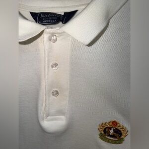Burberry Long Sleeve Polo Vintage with Embroidered Crest Color Ivory Size XL